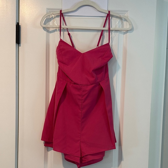 Pink Lily Bright Pink Romper - Picture 1 of 8
